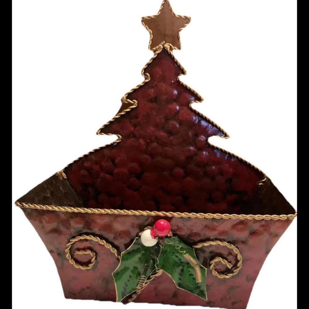 🤶🏻Christmas Tree Metal Hanging Or Sitting Basket / Bin Home Holiday Decor